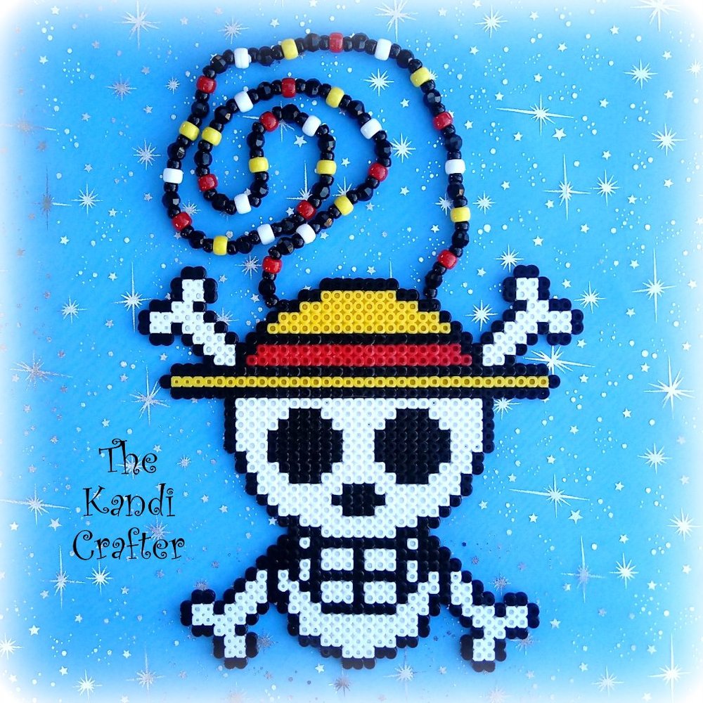 One Piece Pirate Skull Straw Hat Kandi Necklace